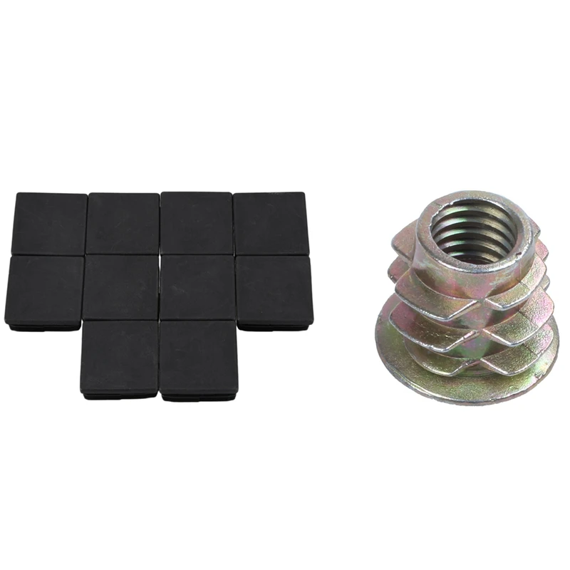 10 шт. квадратная заглушающая Концевая крышка трубные вставки с 30 шт. m6x10 мм Шестигранная головка винт в резьбу Вставка Гайка для дерева