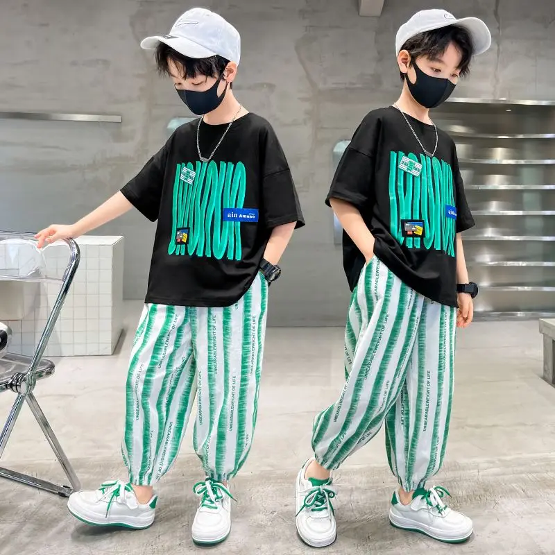 

Футболка с коротким рукавом и штаны для мальчиков, на возраст 5-14 лет