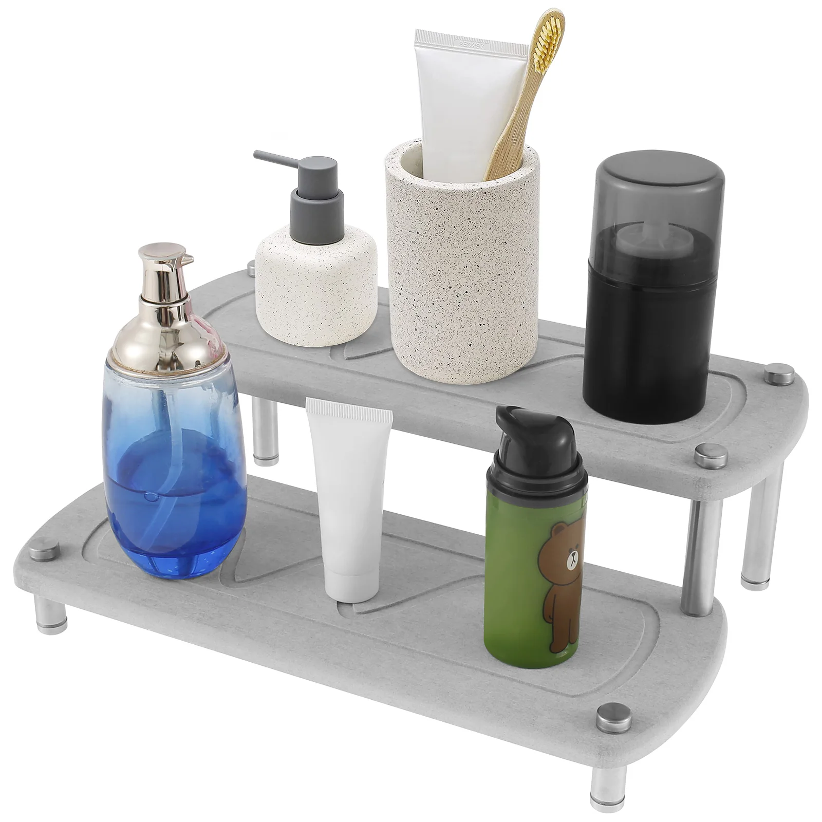 

Instant Dry Sink Caddy 2 Tier Water Absorbing Stone Tray Multifunctional Fast Dry Sink Organizer Rustproof Sink Drying Stone