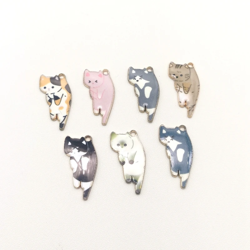 

15pcs 25x13mm Fashion Gold Color Metal Alloy Kawaii Enamel Cat Animal Charms Pendant Fit Jewelry Making DIY Jewelry Finding