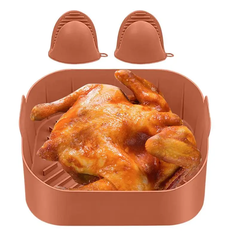 

Силиконовый горшок для фритюрницы, квадратная корзина для фритюрницы, термостойкий силиконовый горшок для фритюрницы, квадратные силиконовые вкладыши для духовки для фритюрницы