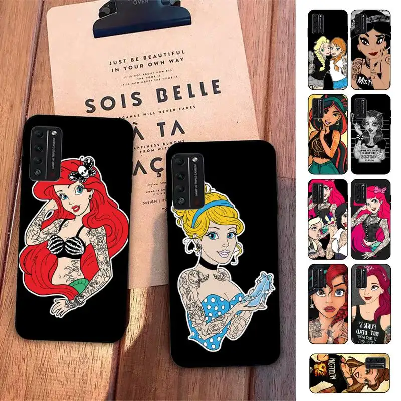 

Tattoo Disney Princess Phone Case for Huawei Honor 10 i 8X C 5A 20 9 10 30 lite pro Voew 10 20 V30