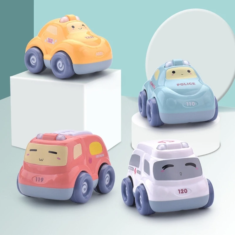 

Cartoon Shape Car Friction Powered Vehicle Musical & Light Toy Party Presents for Toddlers Plastics Durable
