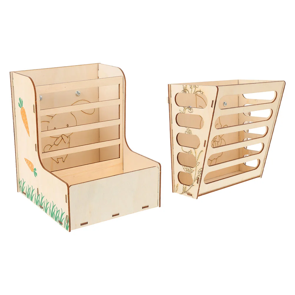 

Hay Feeder Rabbit Bunnymanger Holder Bowl Rack Dispenser Wooden Guinea Cage Wood Chinchilla Convenient Floor Smallgrass Bin