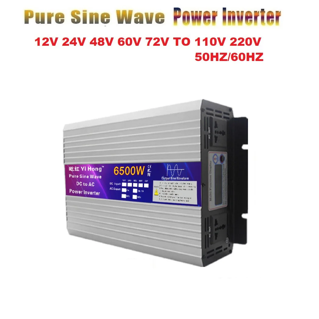 

Pure Sine Wave Inverter 6500W Car Inverter Converte DC12V 24V 48V 60V 72V to AC110V 220V 50HZ 60HZ Power charger