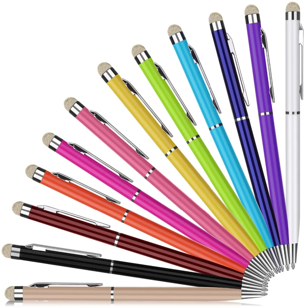 

50Pcs/Lot Mini Metal Capacitive Touch Screen Microfiber Stylus With Roller Ballpoint Pen Gift For Apple iPad iPhone
