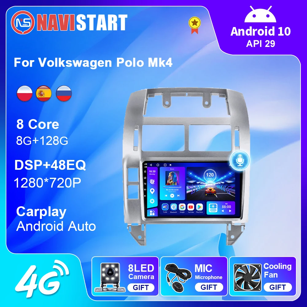 NAVISTART Autostereo Android For Volkswagen Polo Mk4 2004-2009 4G WIFI Multimedia Video Player Navigation GPS No 2din 2 din DVD