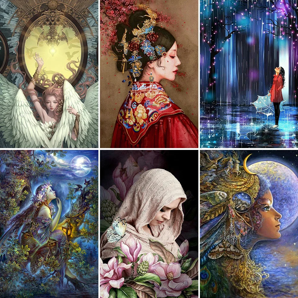 

DIY 5D Diamond Painting Fairy Angel Woman Cross Stitch Kit Full Embroidery Mosaic Art Picture Portrait Crafts Decor