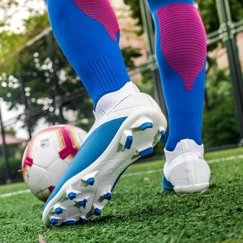 High Top Breathable Football Boots for Men Anti-Slip Grass Training Soccer Shoes Kids Turf Sports Footwear Large Size Sneakers