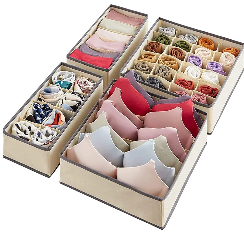 

Cabinet Drawer Organizer, Thickened Fabric Partition Storage Box, Underwear Socks Storage Box, Wardrobe Drawer Grid, Four Piece