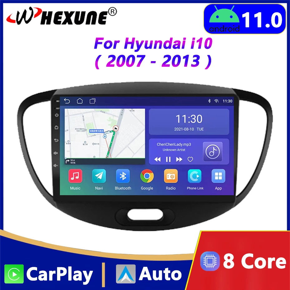 

Автомагнитола 2DIN, мультимедийный плеер для Hyundai i10 2007 2008 2009 2010-2013, Android автомобильный навигатор, GPS, Авторадио, головное устройство для Carplay