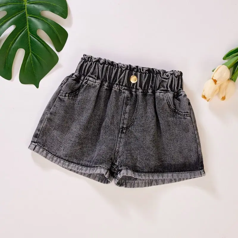 

Kids Shorts Costume High-Waisted Hot Pants Cotton Loose Baby Jeans Shorts For Girls New Summer Pants Casual Hemming Denim Shorts