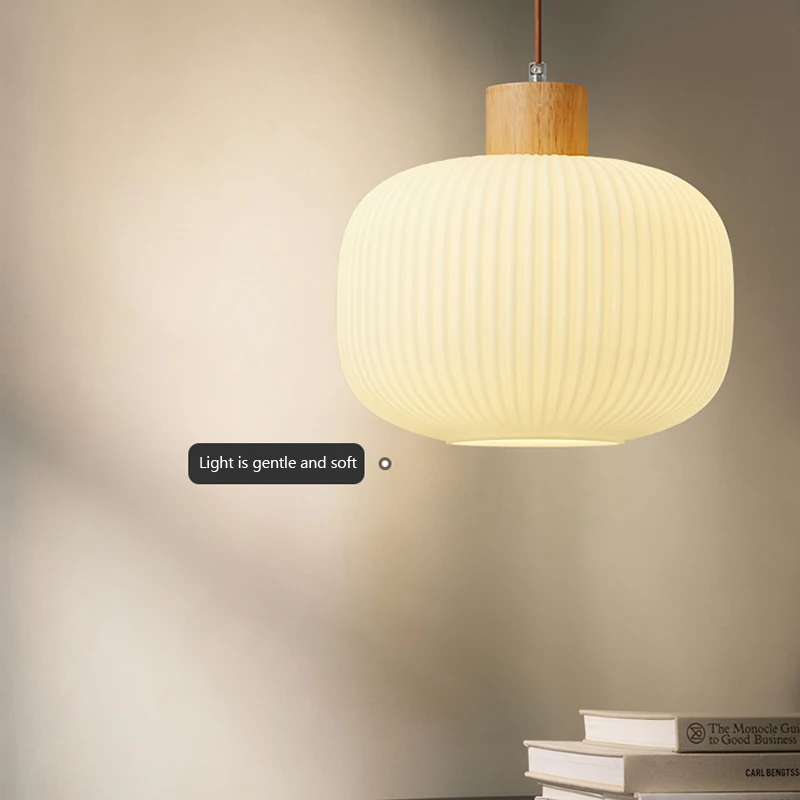 Nordic Glass Pendant Light LED Glasses Lamp Restaurant For Living Room Bedroom Bedside Bar Study Aisle Log Pleated Wind Lamp