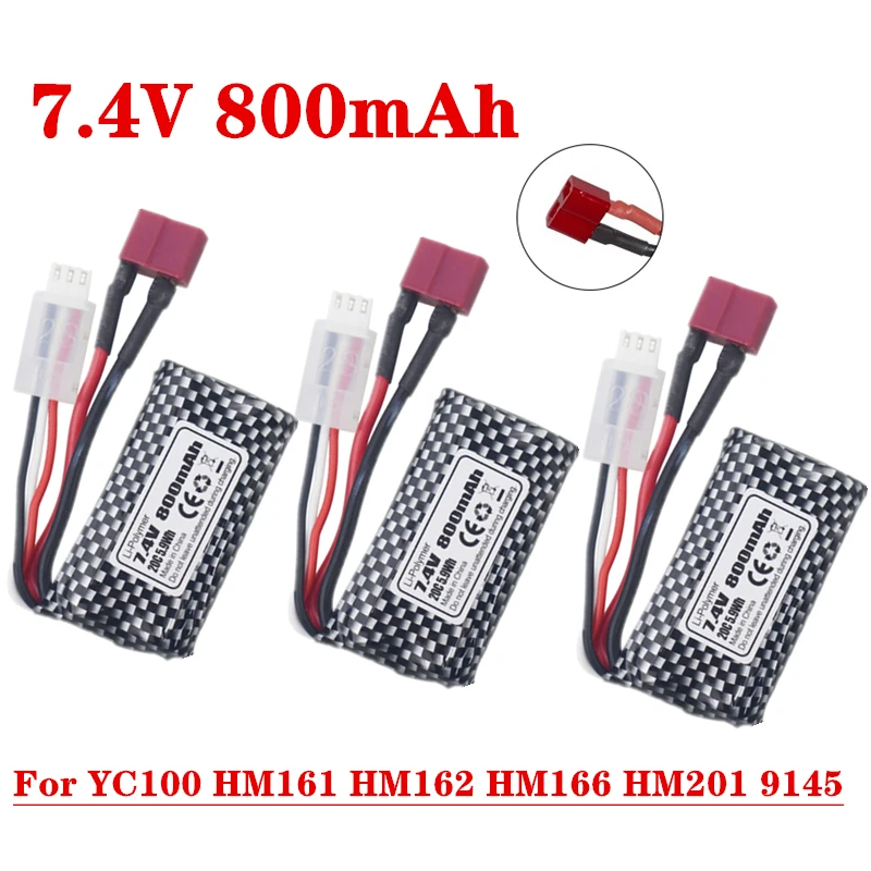 

Литий-Полимерный Аккумулятор 7,4 в 800 мАч для YC100 HM161 HM162 HM166 HM201 9145 RC 4WD, высокоскоростной внедорожный Аккумулятор 7,4 В для игрушечного автомобил...