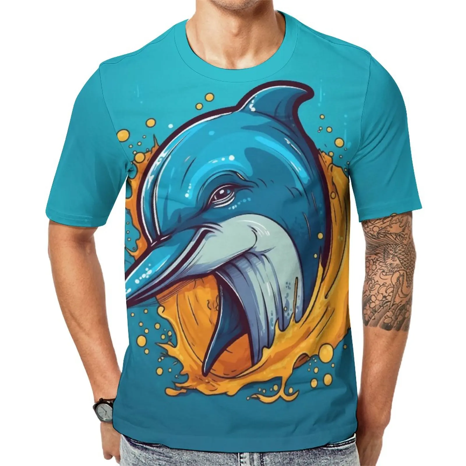 

Dolphin T Shirt Nature Style Funny Cartoon Vintage T-Shirts Short Sleeves Design Tops Cheap Original Kawaii Plus Size Clothes
