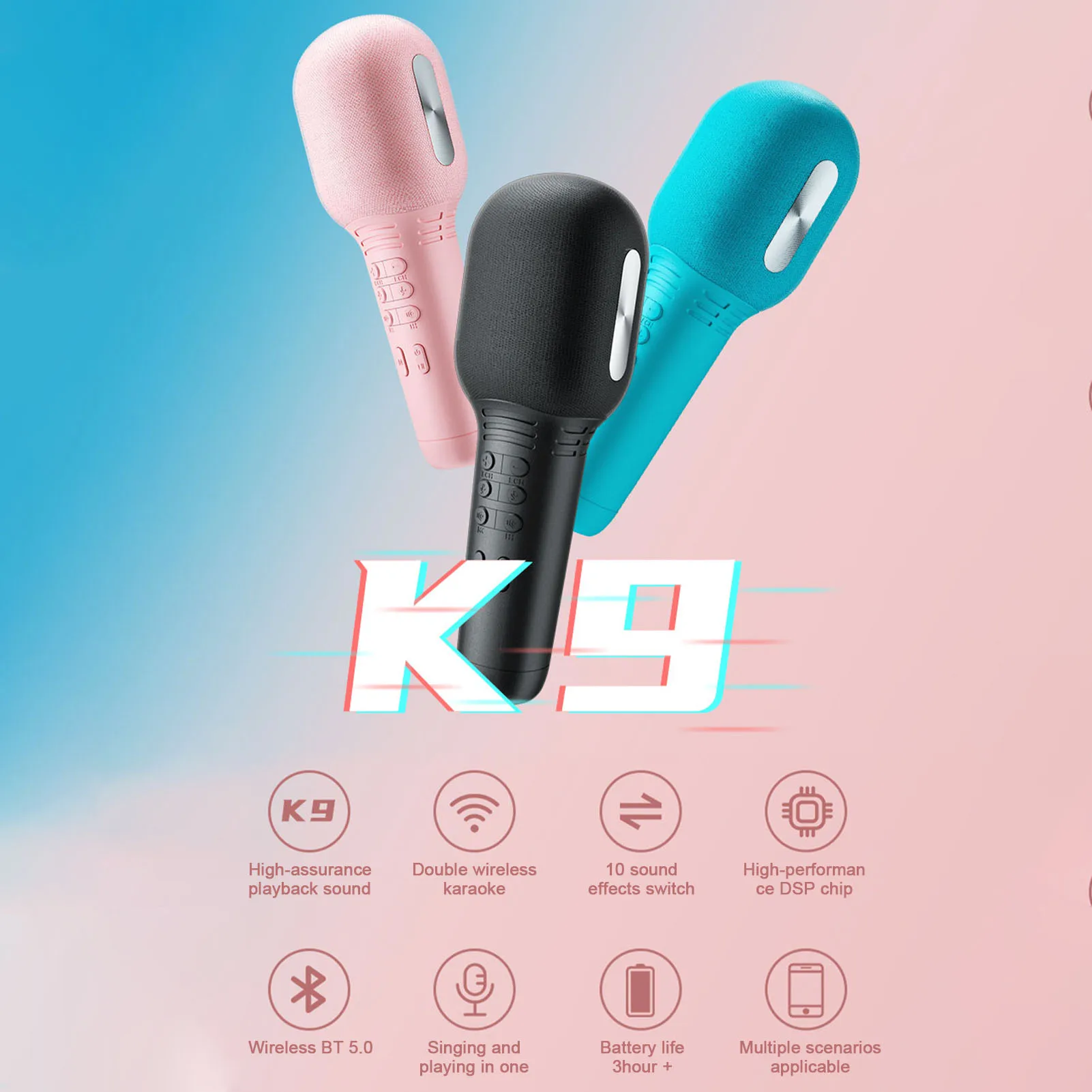 

New Professional Wireless Microphone Voice Changing Karaoke Microphone Blutooth-compatible Karaoke Condenser Microphone