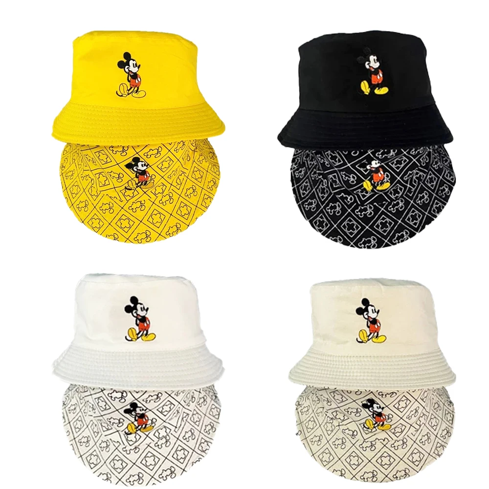 

Панама с мультяшным принтом Микки Мауса, хлопковая шапка с двусторонним принтом, подарок на день рождения, окружность 56-58 см