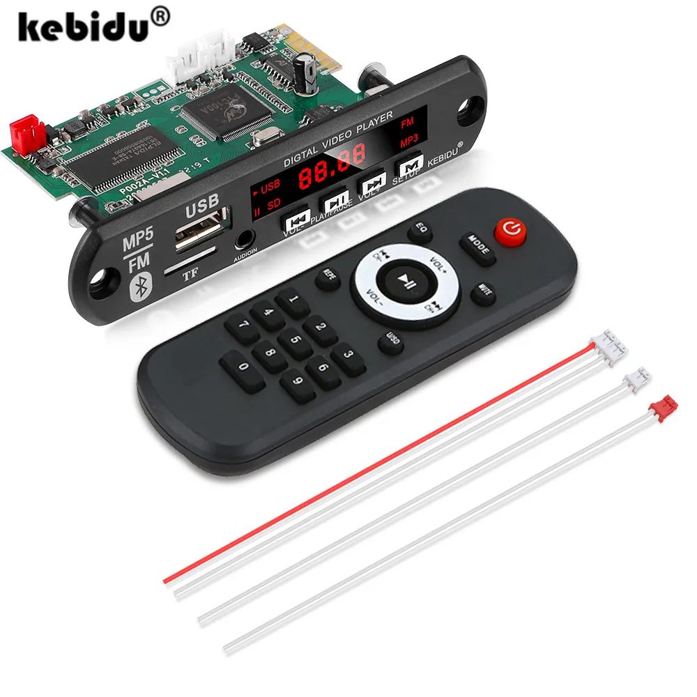 

Bluetooth-плеер KEBIDU, 5 В, 12 В, Mp5, поддержка USB, TF, MP3