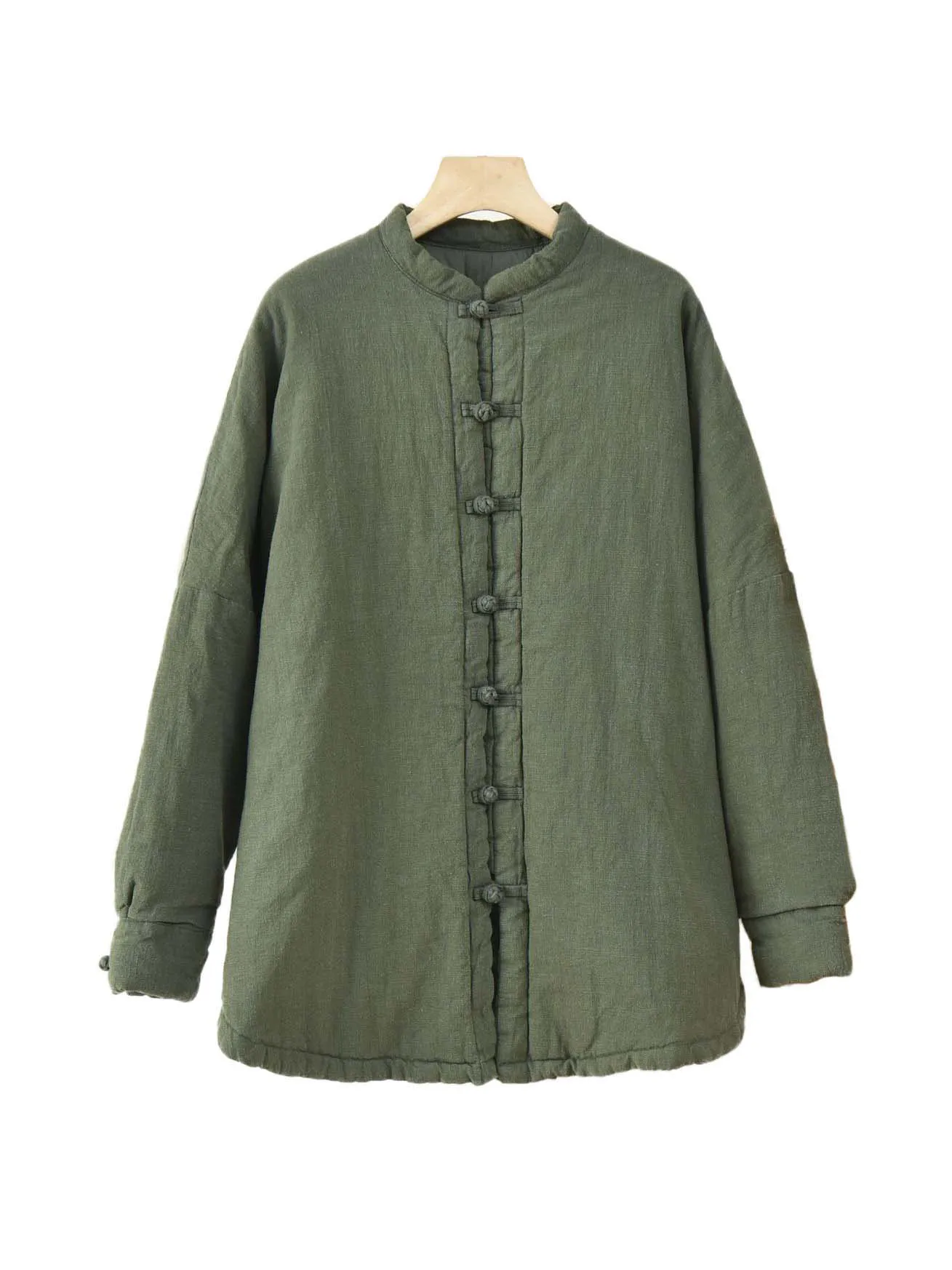 Зимняя стеганая куртка женская в китайском стиле мандарин Рами Тан костюм