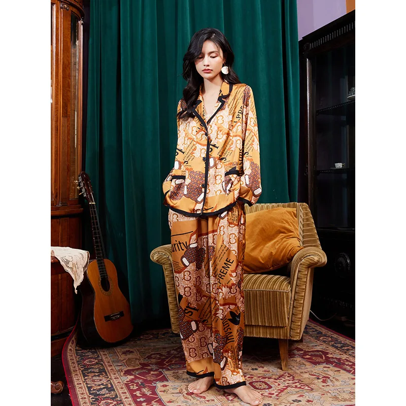 Hot Romantic Womens Vintage Pajama Luxury Clothes Christmas Two Piece Sets Womens Outfits Pyjamas Sleep Wears Short-sleeve