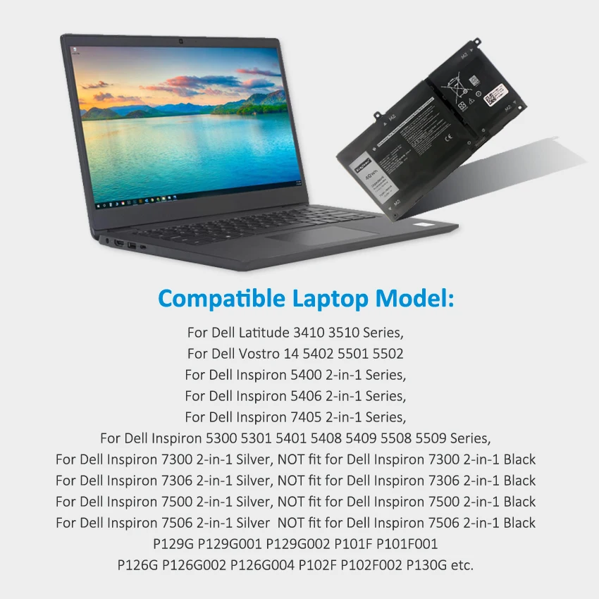 Фото Аккумулятор KingSener JK6Y6 11,25 в 40 Втч для ноутбука Dell Latitude 3410 3510 Vostro 14 5402 5501 5502 Inspiron 5300 5301 9077G H5CKD №5