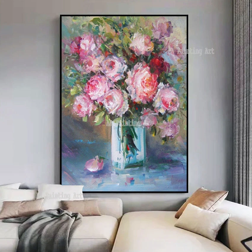 

Hand Painted Classical Famous Master Vase Flowers Oil Painting Reproduction Offical Wall Decor Canvas Picture Wall Art Unframed