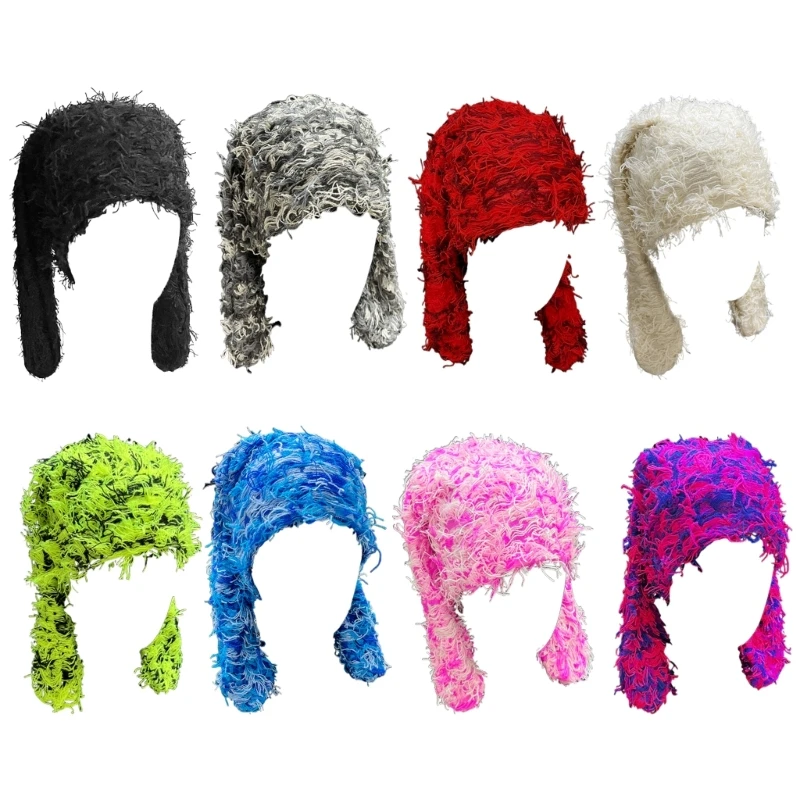 Вязаная крючком шапка 2000-х годов зимняя теплая вязаная без полей с длинными