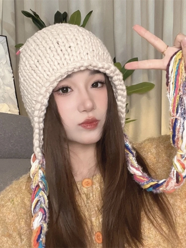 Новая шерстяная вязаная шапка для женщин на осень и зиму теплая с вербовой косой