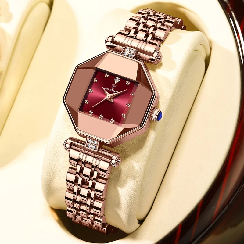 Enlarge POEDAGAR  Rose Gold Women Wrist Watches For Ladies Stainless Steel Quartz Watches Female Rhinestone Clock Hour Gift For Dropship