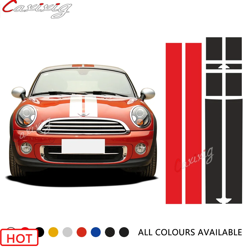 

Car Hood Bonnet Roof Rear Stripes Sticker Body Decal For Mini Cooper Coupe r56 r57 r58 r59 John Cooper Works JCW Roadster Cabrio