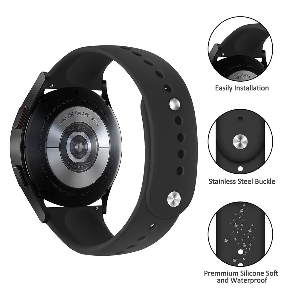 Фото Ремешок силиконовый для Samsung Galaxy Watch 6 5 4 44 мм 40 мм/5 pro active 2 20/22 мм, браслет для Galaxy Watch 6 4 Classic 46/42 мм 43 47 мм №2
