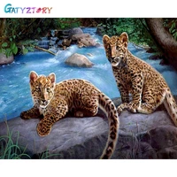 gatyztory painting by numbers leopard room wall art pictures by number animals for adults diy home decoration 50x40cm