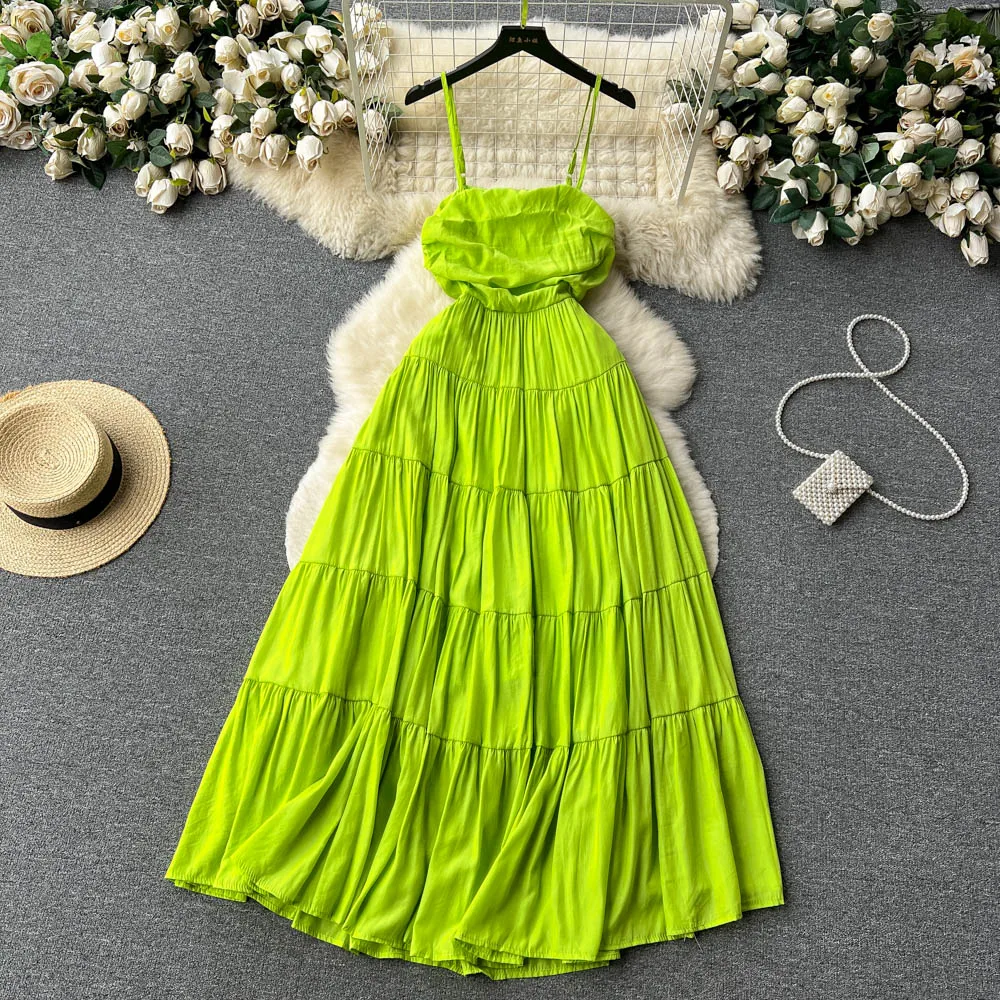 Seaside Maxi Dress 2023 New Fashion Women's Summer Sexy Sleeveless Openwork Backless Slim Beach Holiday Clothes Vestidos K909