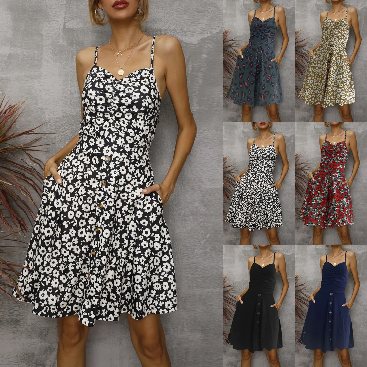 

Sexy Sling Dress Spring/Summer 2023 New Floral Blouse Dress