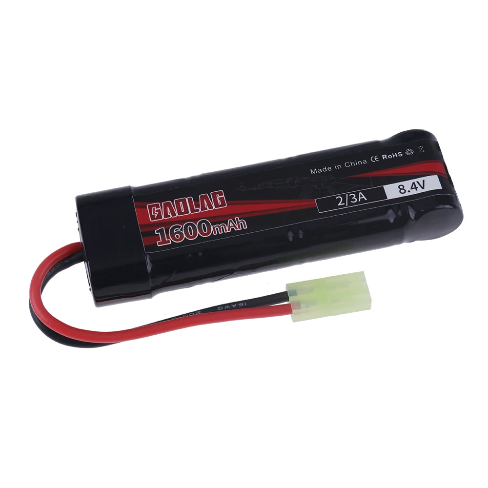 Фото Аккумуляторный блок NiMH 7S 2/3A 8.4V 1600mAh с плоскими элементами и разъемом Mini Tamiya для пистолетов MP5, Scar, M249, M240B, M60 (для страйкбольного оружия) №2