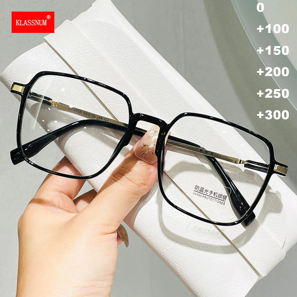 

Женские квадратные очки для чтения kвысокого качества, унисекс, большие, мужские, прозрачные, с защитой от синего света, близорукости, очки + 1,0, 1,5, 2,0, 2,5, 3,0