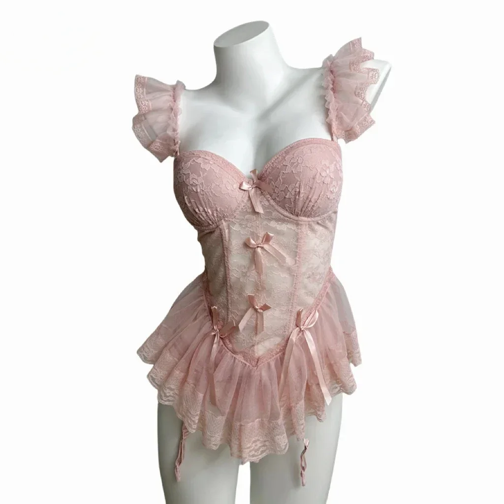 Французский сексуальный корсетный топ с трусиками Сексуальное женское белье Pure