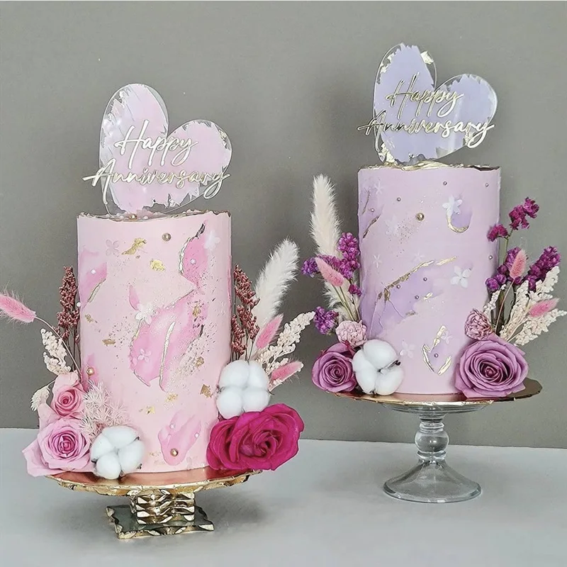 Рекламный Топпер для торта на годовщину акриловый розовый золотой серебряный