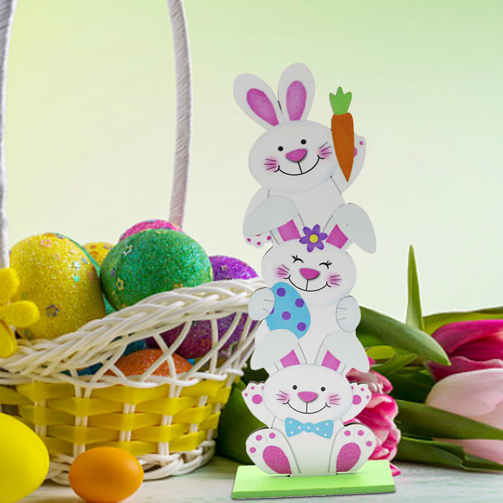 

Ester Bunny Decorations Wooden Bunny Egg Crafts Figurines 4 Standing Bunny Ornaments For Desk Office Home PartyHappy Easter Home