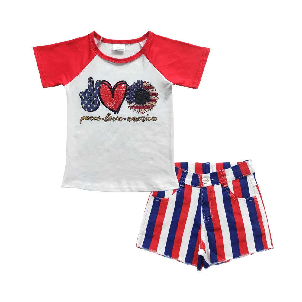 

2 023 новейший дизайн, оптовая продажа, Экипировка RTS для малышей, комплекты для малышей 4 июля, детская патриотическая одежда, наряды