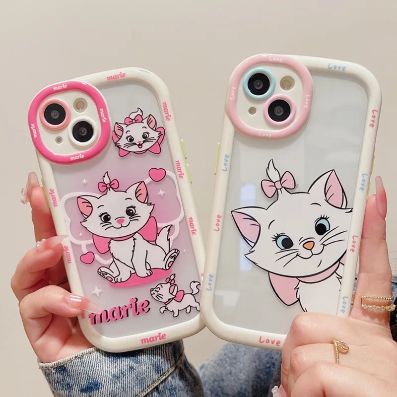

2023 New Cute Cartoon Disney Mary Cat Phone Case for IPhone 14 13 12 11 Pro Max 14 Pro Anti-drop Back Cover Girl Gift Fundas