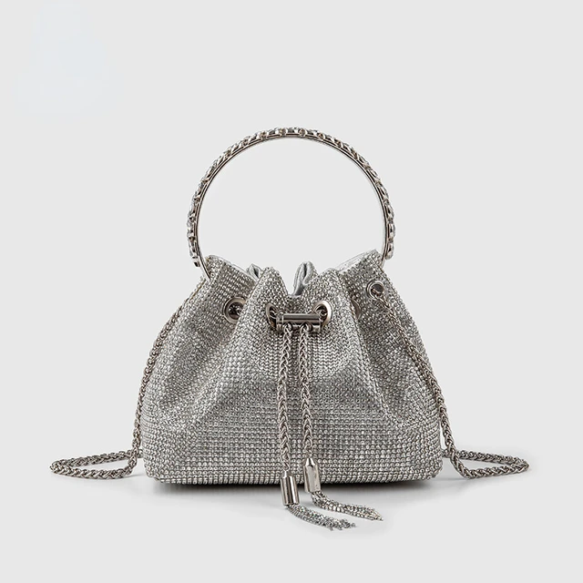 2023 Luxury Famous Rhinestone Bucket Purse Handbag Designer Evening Bags  Black For Women - AliExpress