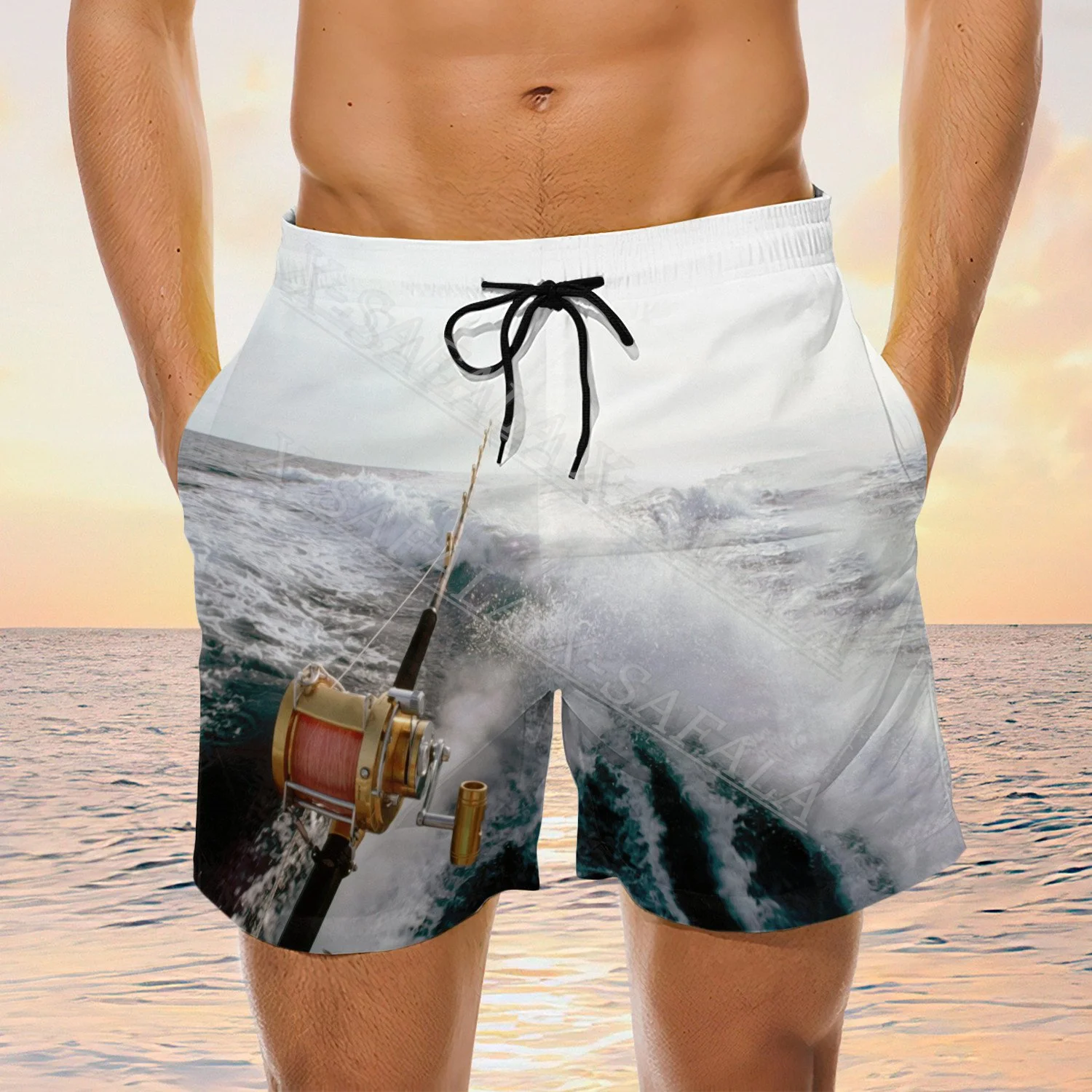 

Offshore Angling FISH Fishing Lover Angler Swims 3D Print Shorts Summer Beach Holiday Shorts Men's Swimming Sports Half Pant3