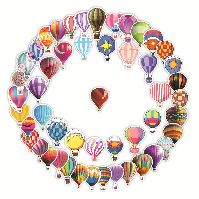 

10/30/50pcs Hot Air Balloon Stickers Graffiti Decorative Paper Card Suitcase Sticker Creative Waterproof Stationery Sticker