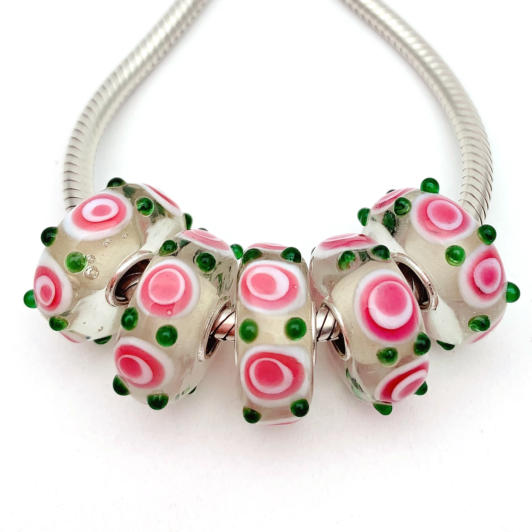 

YG111 5X 100% Authenticity S925 Sterling Silver Beads Murano Glassbeads beads Fit European Charms Bracelet diy jewelry Lampwork