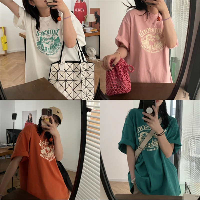 

Summer Women's Half Sleeve T-Shirts Letter Print Tshirt Casual Loose Tops Graphic T Shirt Harajuku Causal Tee Shirt Y2K Clothes