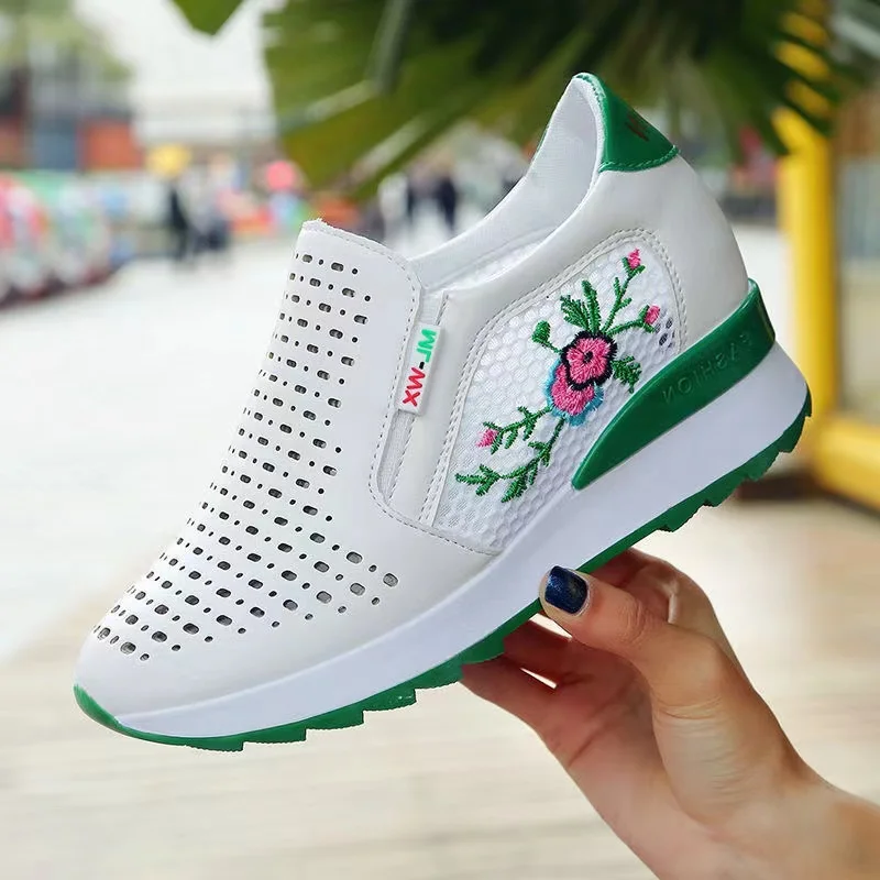 Breathable Lady Casual Women Sneakers Leisure Platform Shoes Height Increasing Shoes Women Fashion Flats Mesh Shoe New 2023