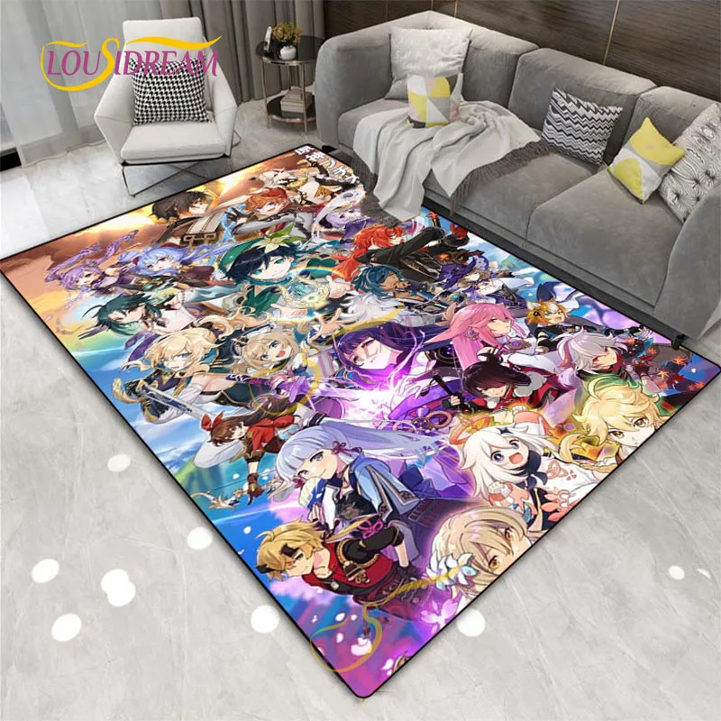 

Square Rug Genshin printing Kitchen Mat Bedroom Wood floor Rug Living Room carpet children play Soft mat