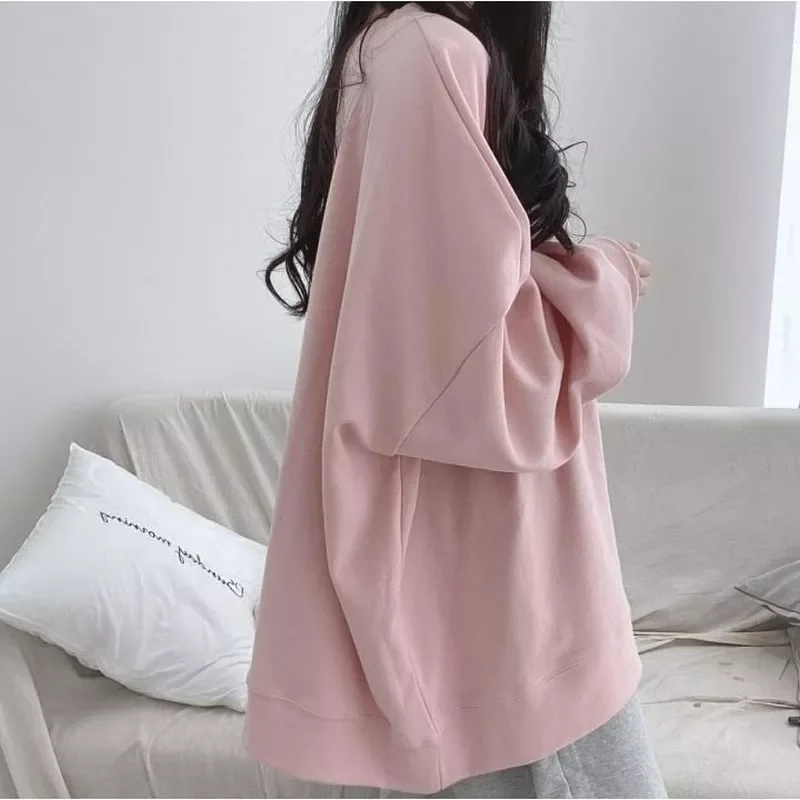 

y2k clothes roupas femininas topsy2k hoodies sudaderas sweatshirts Women No Hat Hoodies Sweatshirts Loose Solid Simple Korean St