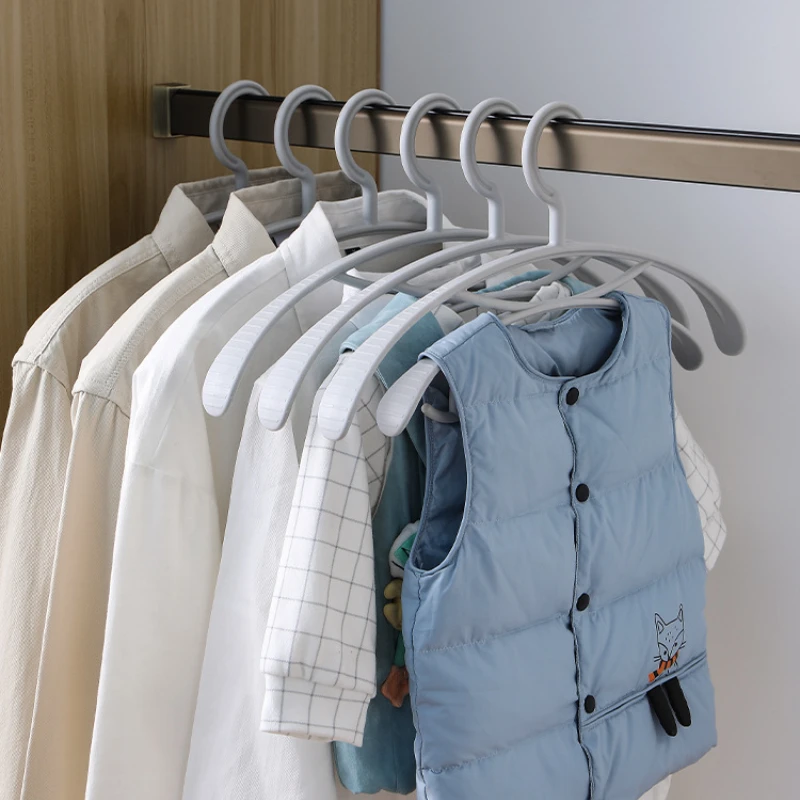 

6PCS Double-layer Hangers Seamless Wide Shoulders Bold Clothes Hangers Child Adult Universal Non-slip Clothes Organizer Racks